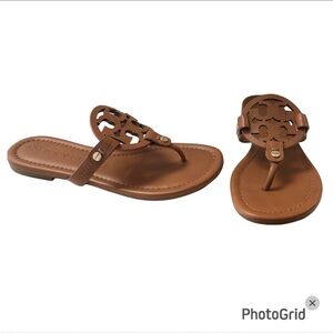 Tory Burch Miller Brown Leather Thong Sandals Size 5.5 ~LIKE NEW~